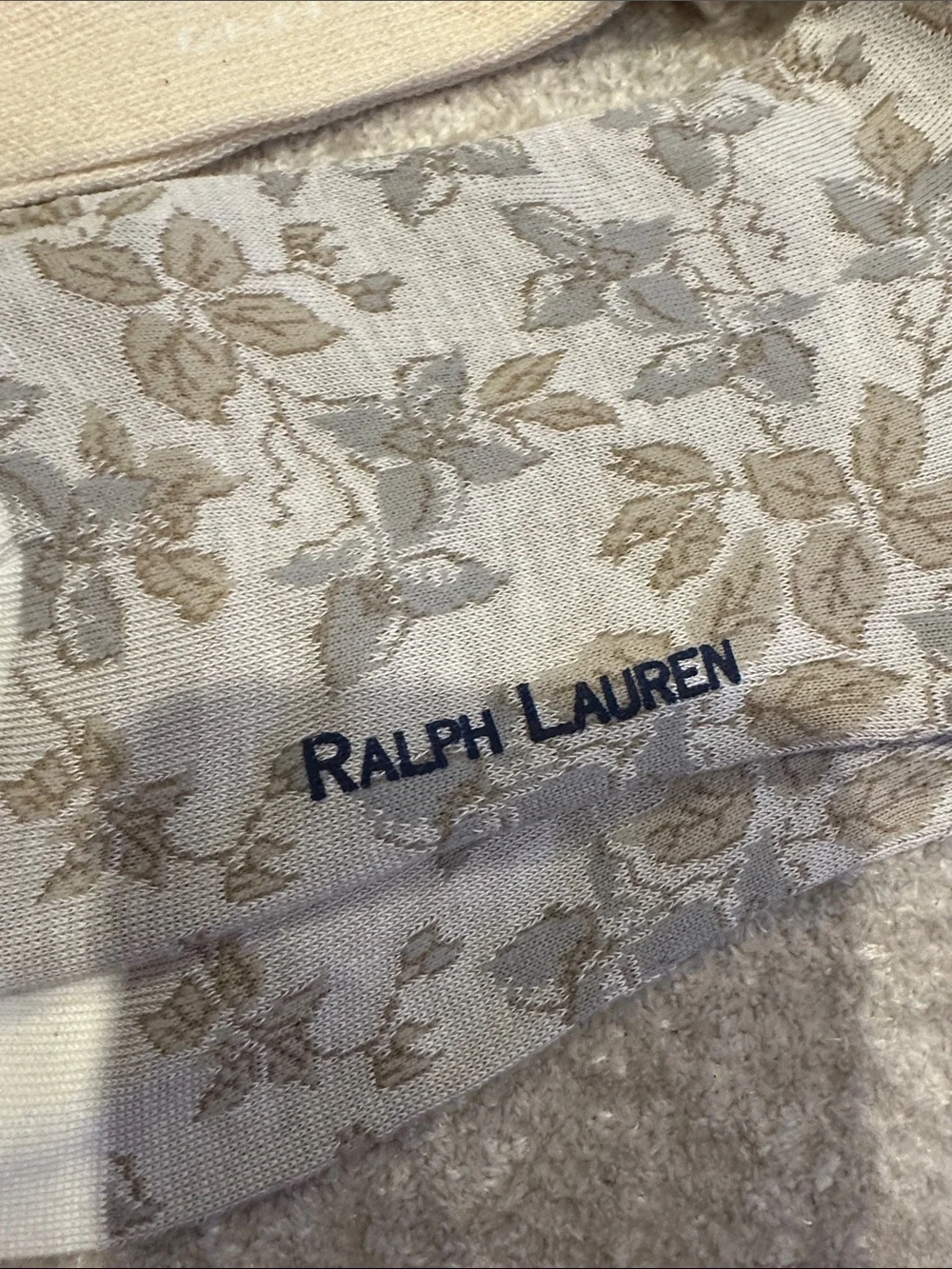 Ralph Lauren Beige and Cream Floral Crew Socks - Pair